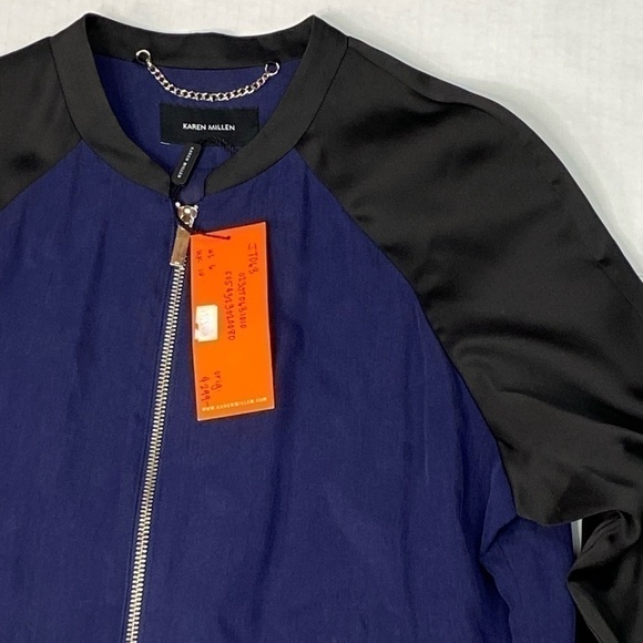 Karen Millen women’s zip up jacket two tone, blue black, elastic waist NWT NEW - Picture 5 of 13